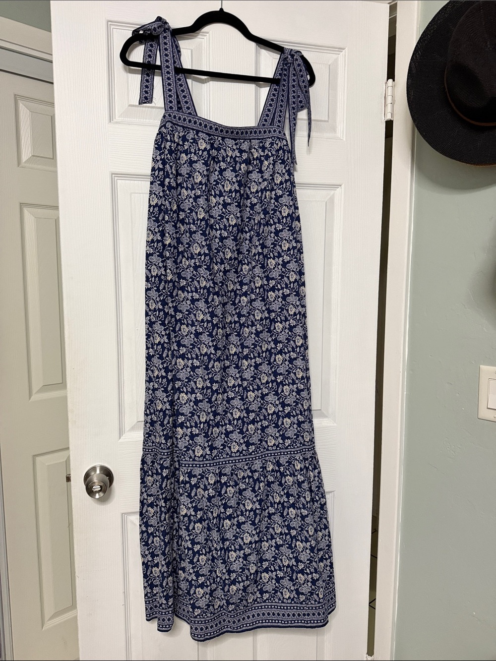 Blue Floral Tie-Shoulder Maxi Summer Dress by Max Studio